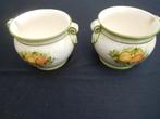 Vintage Bloempotten 2 x van Keramiek Handgeschilderd met, Antiek en Kunst, Ophalen