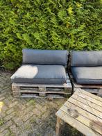 3x Palletbanken + 2 kussensets, Tuin en Terras, Tuinbanken, Ophalen, Hout