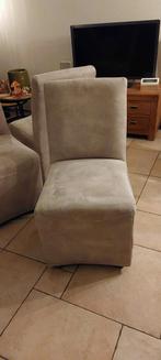 6 Grijze Eetkamerstoelen op Wieltjes - Gebruikt, Huis en Inrichting, Ophalen, Gebruikt, Vijf, Zes of meer stoelen, Modern