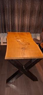 Boomstam keukentafel met metalen poten, Ophalen