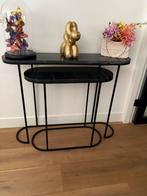 Sidetable marmer zwart bijzet tafel, Huis en Inrichting, Tafels | Sidetables, Ophalen, 50 tot 100 cm, Rond, Zo goed als nieuw