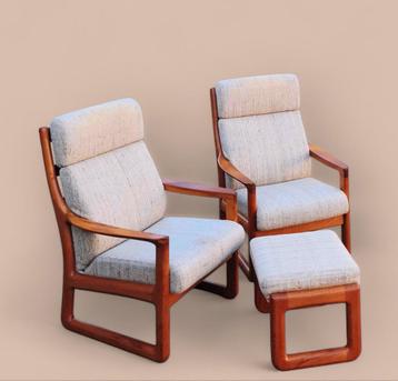 Deense Silkeborg Johannes Andersen set fauteuils + hocker beschikbaar voor biedingen