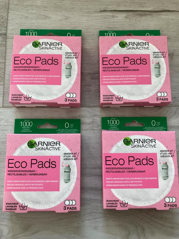 Nieuwe Garnier Eco Pads - 4 stuks, Sieraden, Tassen en Uiterlijk, Uiterlijk | Cosmetica en Make-up, Nieuw, Make-up, Gehele gezicht