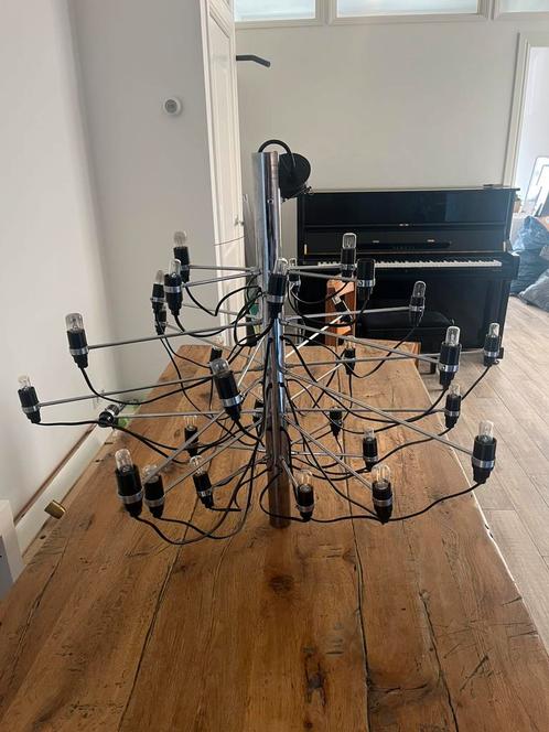 Flos kroonluchter, 30 lampen, chroom, Huis en Inrichting, Lampen | Kroonluchters, Zo goed als nieuw, Ophalen of Verzenden