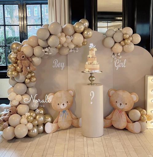 Teddy babyshower - gender reveal setting beige decoratie, Hobby en Vrije tijd, Feestartikelen | Verhuur, Ophalen of Verzenden