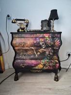 Buikkastje zwart met print, Huis en Inrichting, Ophalen, 50 tot 100 cm, 3 of 4 laden, Barok, vintage, gothic