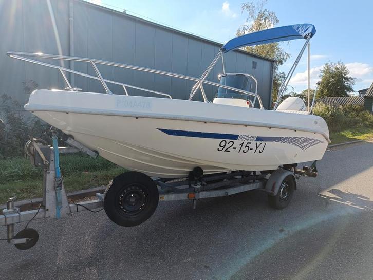 Aquamar first consoleboot met 60pk Johnson te koop, Watersport en Boten, Motorboten en Motorjachten, Gebruikt, Polyester, Tot 6 meter