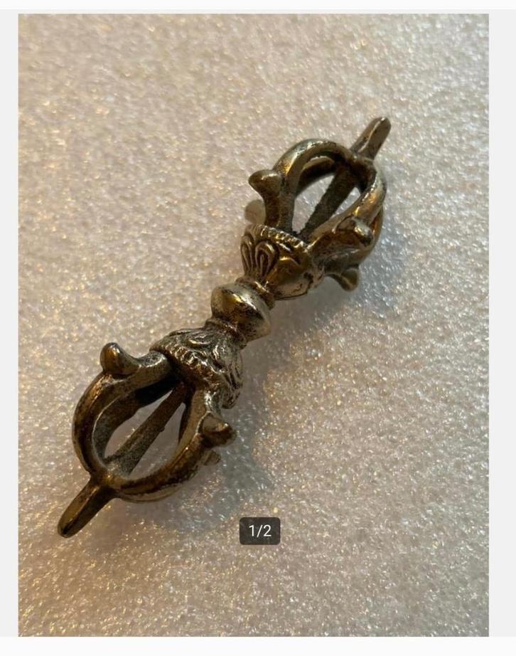 Authentieke Phurba - Ritueel Tibetaans metaal 8 cm, Antiek en Kunst, Curiosa en Brocante, Ophalen of Verzenden