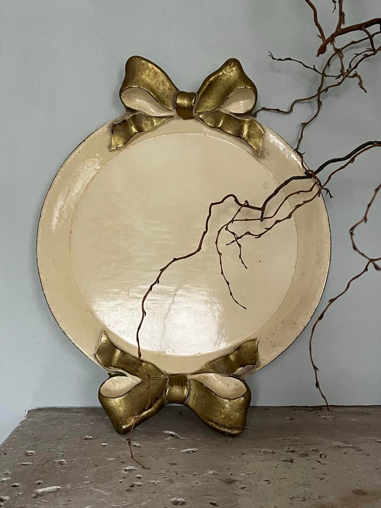 Oud Italiaans dienblad met gouden strik, Ophalen of Verzenden