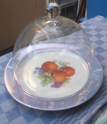 glazen stolp/ stolp met onderbord porselein beschikbaar voor biedingen