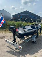 Schippersvlet met buitenboordmotor en trailer, Ophalen, Gebruikt, Minder dan 10 pk, Snelvarend