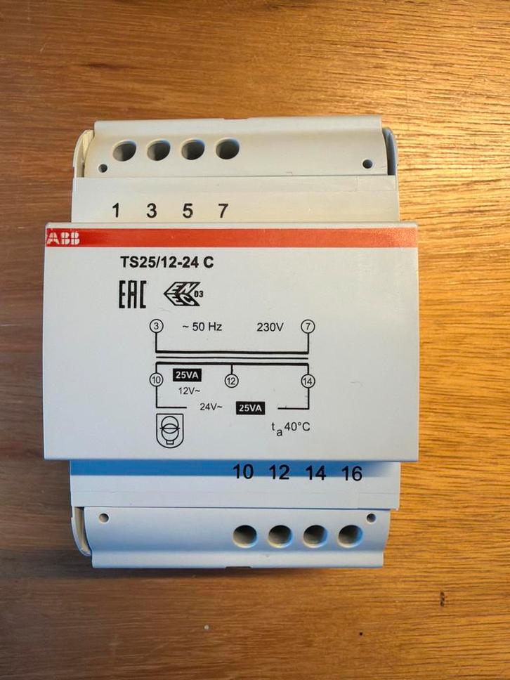 ABB TS25 12/24V Beltrafo voor Video Deurbel, Doe-het-zelf en Verbouw, Elektra en Kabels, Zo goed als nieuw, Overige typen, Ophalen of Verzenden