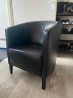 Zwarte lederen fauteuil, Gebruikt, Ophalen of Verzenden, 75 tot 100 cm, Modern