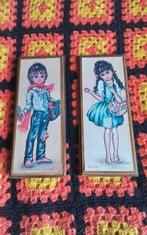 💐2 VINTAGE SCHILDERIJTJES JAREN 60 GEMERKT LIEN MEI, Ophalen of Verzenden