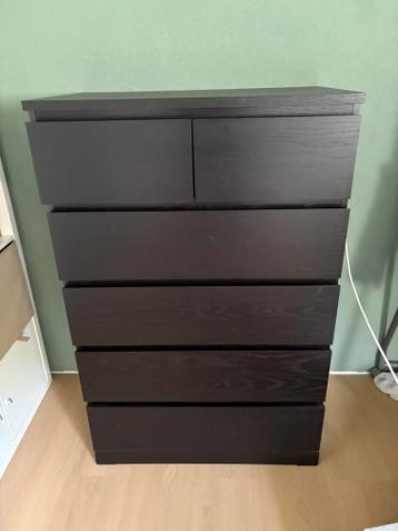 IKEA MALM ladekast 6 lades zwartbruin - afbeelding 1