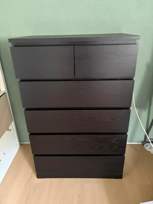 IKEA MALM ladekast 6 lades zwartbruin, Huis en Inrichting, Kasten | Ladekasten, Zo goed als nieuw, 50 tot 100 cm, 25 tot 50 cm