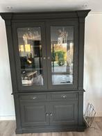 Zwarte buffetkast met glas, Huis en Inrichting, Ophalen, Gebruikt, 100 tot 150 cm, 200 cm of meer