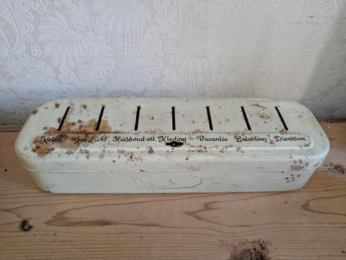 Vintage Brabantia crème huishoud spaarpot, Verzamelen, Spaarpotten, Gebruikt, Overige thema's, Metaal of Blik, Ophalen of Verzenden