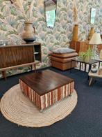 Vintage salontafel palissander chroom wieltjes 70s, Ophalen, 50 tot 100 cm, ., Vintage