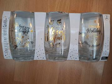 Set van 3 kerst drinkglazen - 250 ml beschikbaar voor biedingen