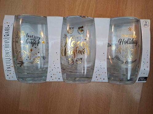 Set van 3 kerst drinkglazen - 250 ml, Huis en Inrichting, Keuken | Servies, Nieuw, Glas of Glazen, Overige stijlen, Glas, Ophalen of Verzenden