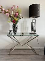 Moderne Sidetable Glas/Metaal, Huis en Inrichting, 100 tot 150 cm, Ophalen of Verzenden, Glas, Zo goed als nieuw