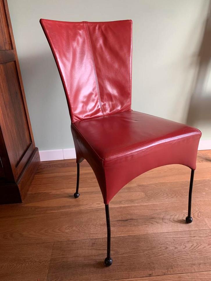 Lederen eetkamerstoelen 6 stuks teab, Huis en Inrichting, Stoelen, Zo goed als nieuw, Vijf, Zes of meer stoelen, Leer, Overige kleuren