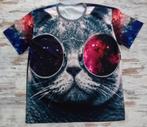 Shirt,nieuw,2XL,kat,Woodstock,plussize,poesje,heelal,Tshirt, Kleding | Heren, Verzenden, Nieuw, Overige kleuren, Shirt