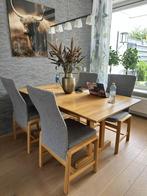 Beuken eetkamertafel, incl. inlegblad + 4 eetkamer stoelen, Huis en Inrichting, Tafels | Eettafels, Ophalen, Gebruikt, Overige materialen
