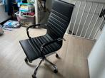 Zwarte lederen bureaustoel met verstelbare functies, Gebruikt, Zwart, Ophalen of Verzenden, Bureaustoel