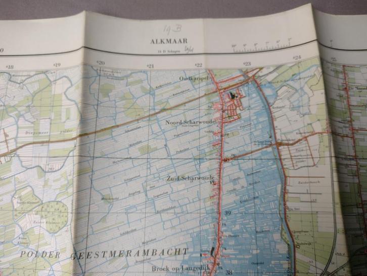 19 B Alkmaar Koedijk Oud Karspel Stompetoren Plattegrond, Antiek en Kunst, Kunst | Litho's en Zeefdrukken, Ophalen of Verzenden