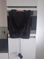 Apart CPM zwart gebreid vestje met imitatiebont, maat L, CPM, Ophalen of Verzenden, Maat 42/44 (L), Zwart