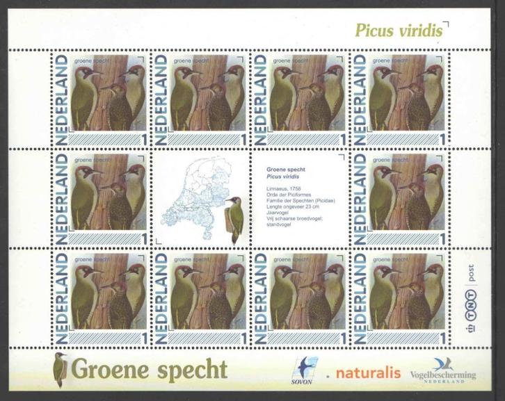 Postzegels Vogels in Nederland: Groene specht, Postzegels en Munten, Postzegels | Nederland, Postfris, Na 1940, Ophalen of Verzenden