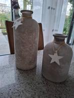FLESVAZEN 2 STUKS, Gebruikt, Overige kleuren, Ophalen of Verzenden, Glas