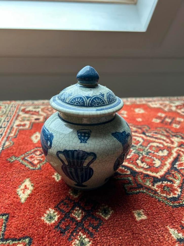 Blauw-witte pot met deksel, Antiek en Kunst, Antiek | Keramiek en Aardewerk, Ophalen of Verzenden
