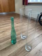 Vasen groen en doorzichtig, Gebruikt, Ophalen of Verzenden, Glas, Minder dan 50 cm