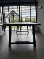 Prachtige eiken eettafel 6 pers met moderne stalen poot, Huis en Inrichting, Tafels | Eettafels, Ophalen, Gebruikt, 100 tot 150 cm