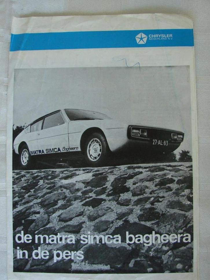 folder Matra Simca Bagheera in de Pers, Boeken, Auto's | Folders en Tijdschriften, Gelezen, Overige merken, Ophalen of Verzenden
