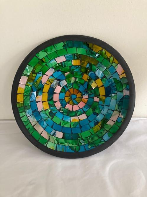 MOZAÏEK SCHAAL GROEN ROND 30 cm NIEUW, Huis en Inrichting, Woonaccessoires | Schalen en Manden, Nieuw, Schaal, Rond, Steen of Aardewerk