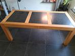 Eiken eetkamertafel met hardstenen inleg, Huis en Inrichting, Tafels | Eettafels, Ophalen, Gebruikt, 200 cm of meer, 50 tot 100 cm