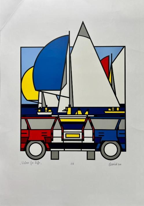 Zeefdruk Ed van Doorn - Volvo for life, Antiek en Kunst, Kunst | Litho's en Zeefdrukken, Verzenden