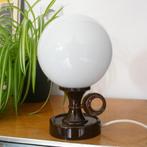 Vintage, retro bollampje, tafellamp, glazen bol melkglas, Ophalen of Verzenden, Huis en Inrichting