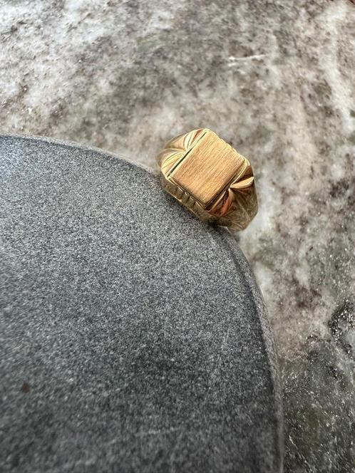 Prachtige 18 karaat massieve zegelring UNISEX als nieuw!, Sieraden, Tassen en Uiterlijk, Ringen, Zo goed als nieuw, Dame of Heer