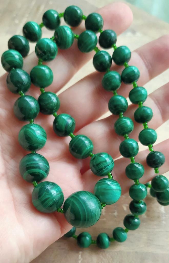 Ketting Malachiet, Sieraden, Tassen en Uiterlijk, Kettingen, Gebruikt, Steen of Mineraal, Groen, Ophalen of Verzenden