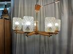 Schitterende vintage hanglamp met 7 glazen kappen ,jaren 50, Ophalen of Verzenden, Gebruikt, 50 tot 75 cm