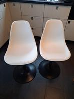 2 Witte Draaibare Eetkamerstoelen - Verstelbaar, Huis en Inrichting, Stoelen, Ophalen