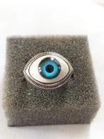 Uniek antieke zilveren ring met een glas oog., Verzenden, Zilver, Ring