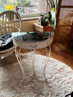 Vintage rond bijzettafeltje, Huis en Inrichting, Tafels | Bijzettafels, Minder dan 55 cm, Rond, Ophalen of Verzenden, Glas