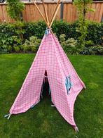 Tipi tent roze geblokt, Ophalen, Zo goed als nieuw, Hout