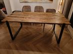 Barnwood tafel met metalen poten - 200x100 cm, Gebruikt, 50 tot 100 cm, Vijf personen of meer, 150 tot 200 cm